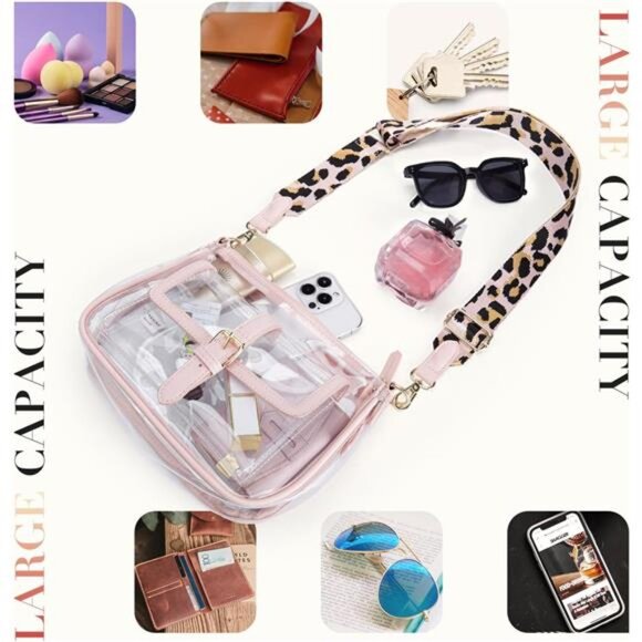 Clear Bag Stadium Approved PVC Crossbody Purse for Women Transparent Concert Bag - Picture 3 of 7